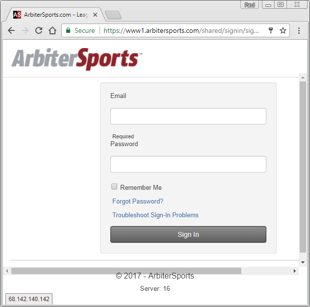 Arbiter Logon Page Screenshot